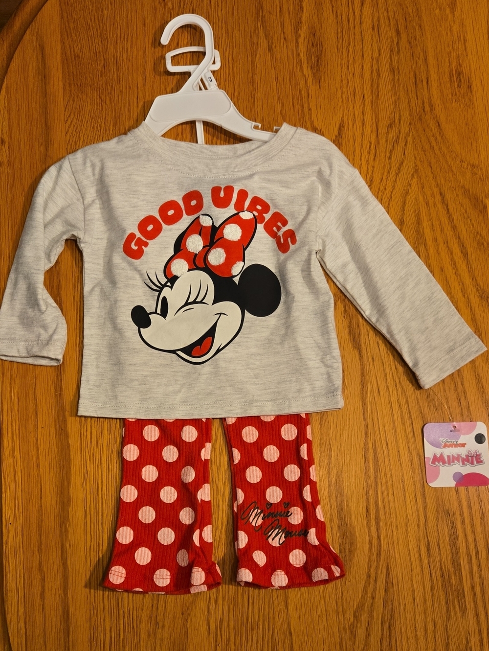 Disney Gray Top and Red Polka Dot Minnie Set